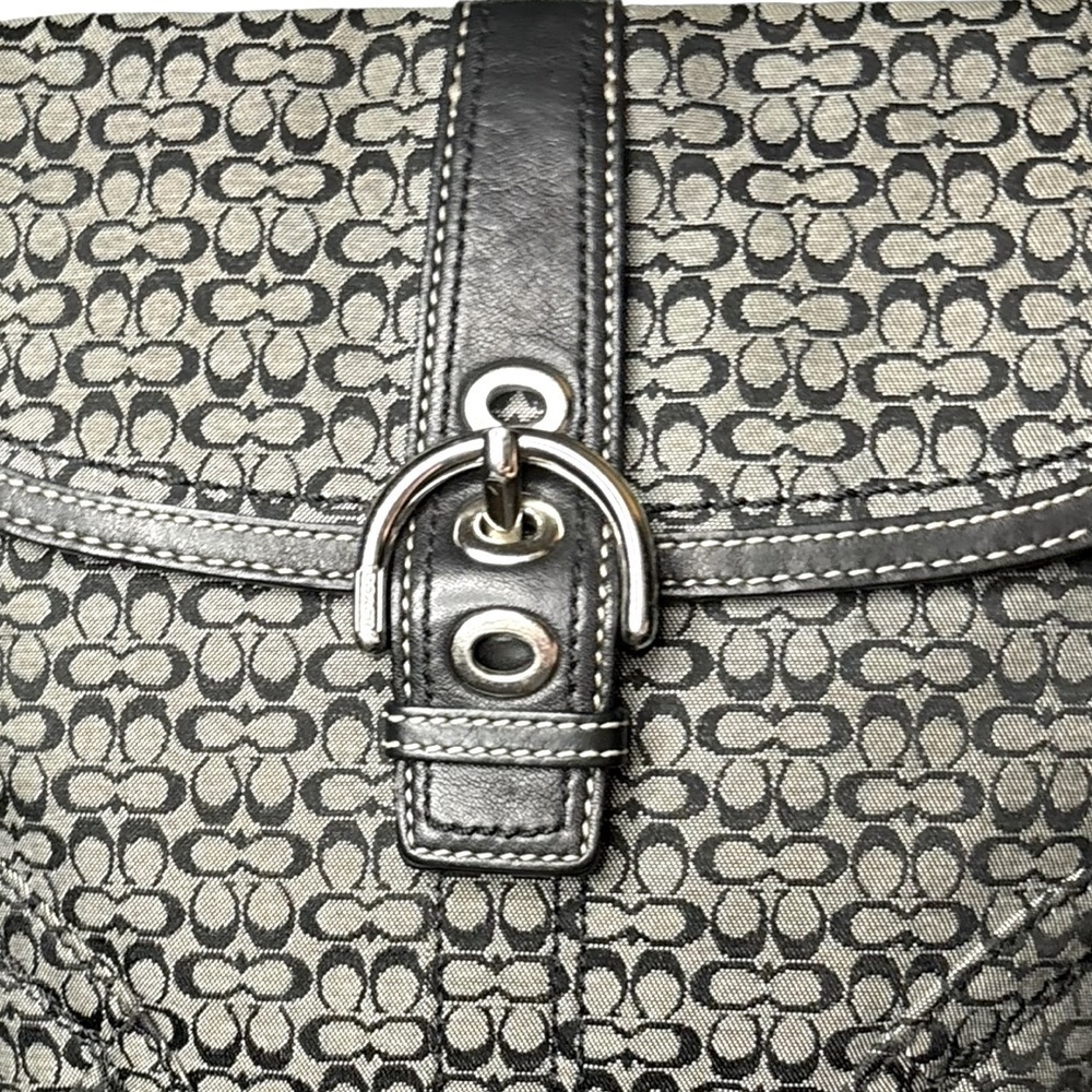 Coach Monogrammed Logo Buckle Small Crossbody Black/White/Silver Hardware - Picture 7 of 15